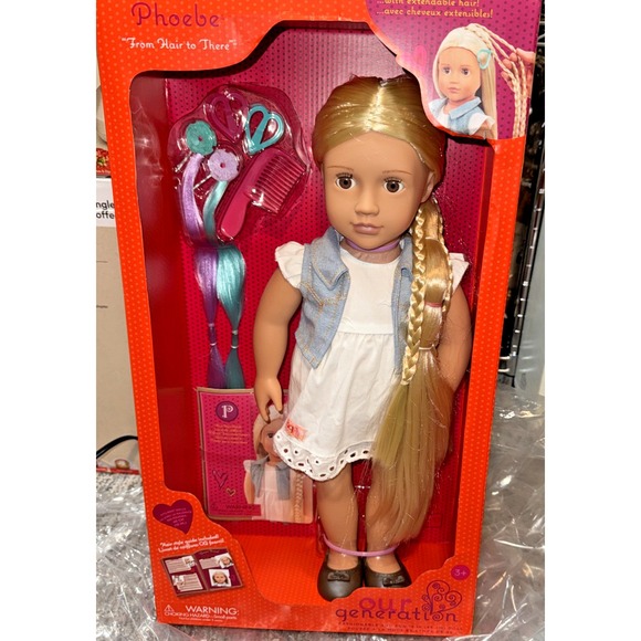 BRAND NEW Our Generation Phoebe Doll From Hair to There with Extendable Hair - Picture 3 of 11